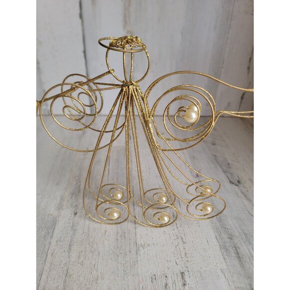 Metal Golden glitter Angel horn figure Xmas religious wings - Picture 3 of 7